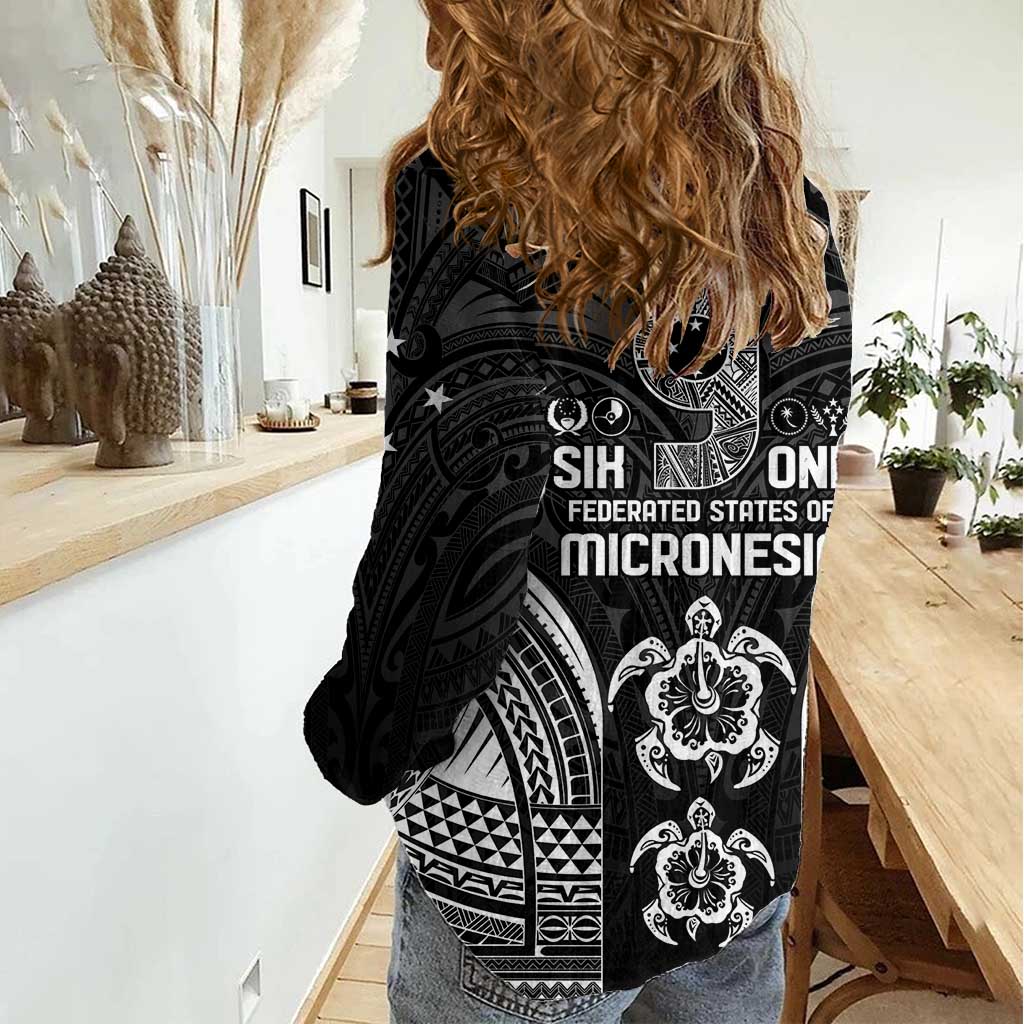 FSM Micronesia Six 9 One Women Casual Shirt Polynesian Tribal Pattern