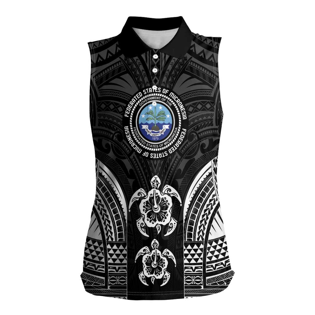 FSM Micronesia Six 9 One Women Sleeveless Polo Shirt Polynesian Tribal Pattern