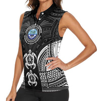 FSM Micronesia Six 9 One Women Sleeveless Polo Shirt Polynesian Tribal Pattern