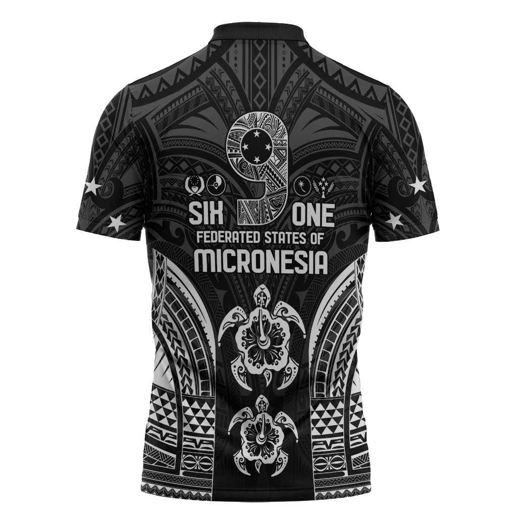 FSM Micronesia Six 9 One Zipper Polo Shirt Polynesian Tribal Pattern - Polynesian Pride