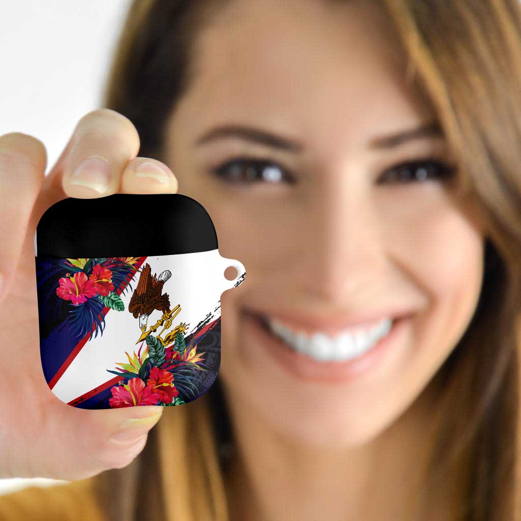 American Samoa Flag Day Since 1900 AirPods Case Samoa Muamua Le Atua Tropical Flowers - Polynesian Pride