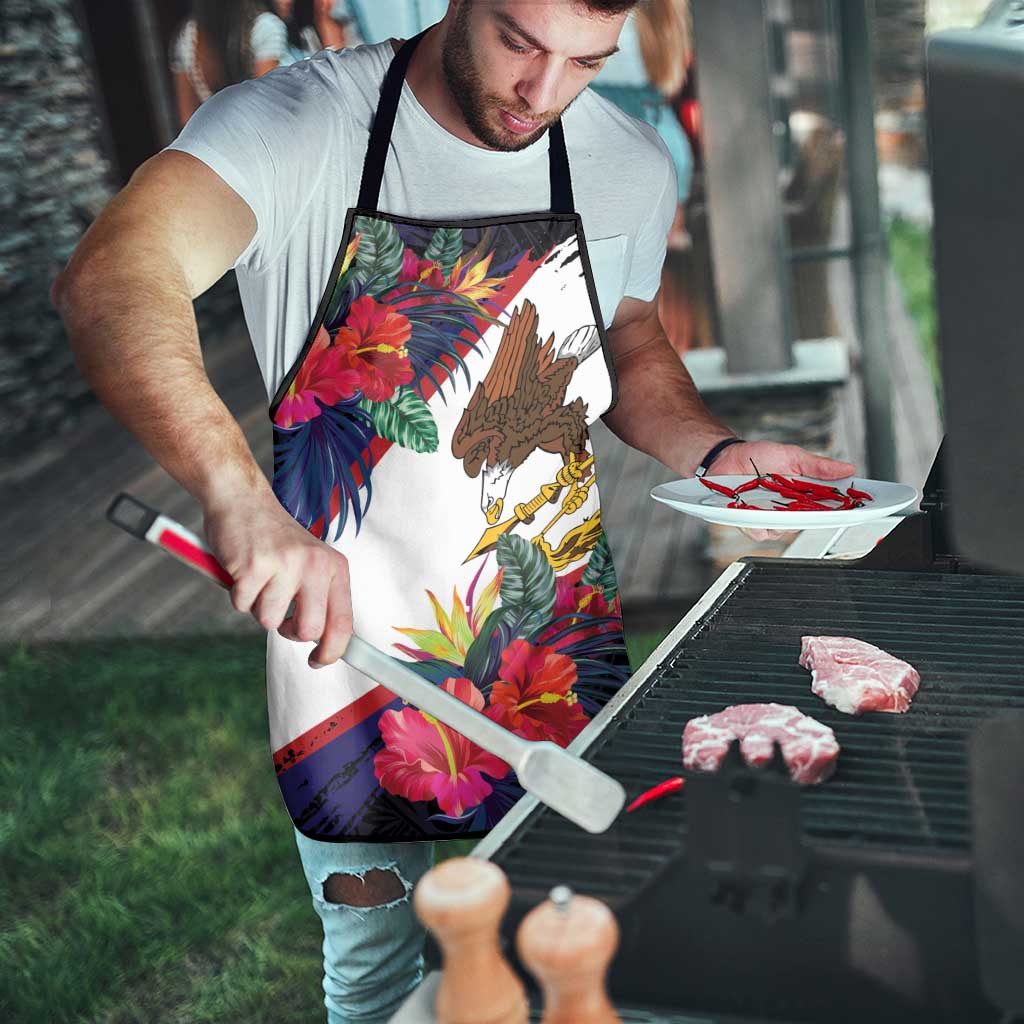 American Samoa Flag Day Since 1900 Apron Samoa Muamua Le Atua Tropical Flowers - Polynesian Pride