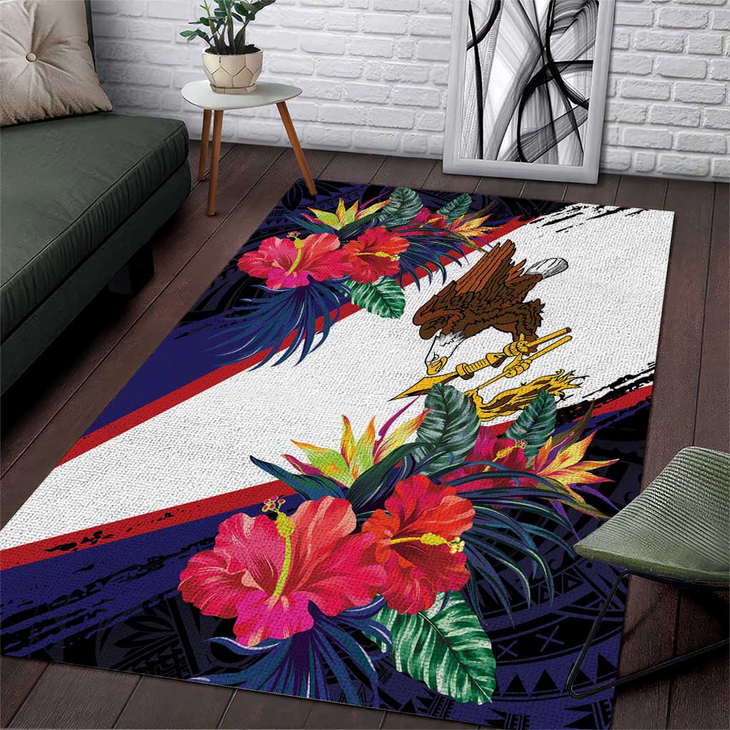 American Samoa Flag Day Since 1900 Area Rug Samoa Muamua Le Atua Tropical Flowers