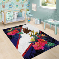 American Samoa Flag Day Since 1900 Area Rug Samoa Muamua Le Atua Tropical Flowers