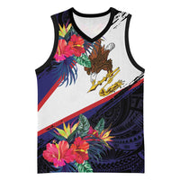 American Samoa Flag Day Since 1900 Basketball Jersey Samoa Muamua Le Atua Tropical Flowers - Polynesian Pride