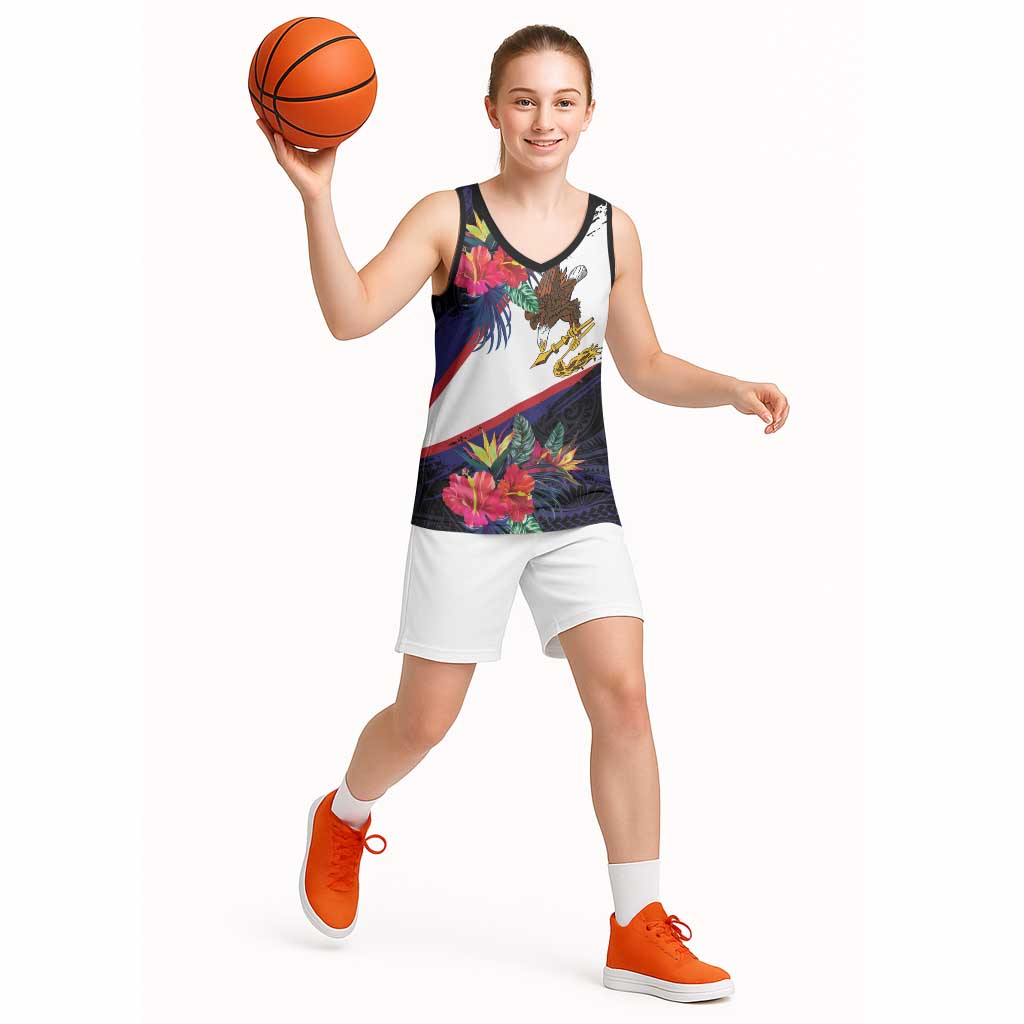 American Samoa Flag Day Since 1900 Basketball Jersey Samoa Muamua Le Atua Tropical Flowers - Polynesian Pride