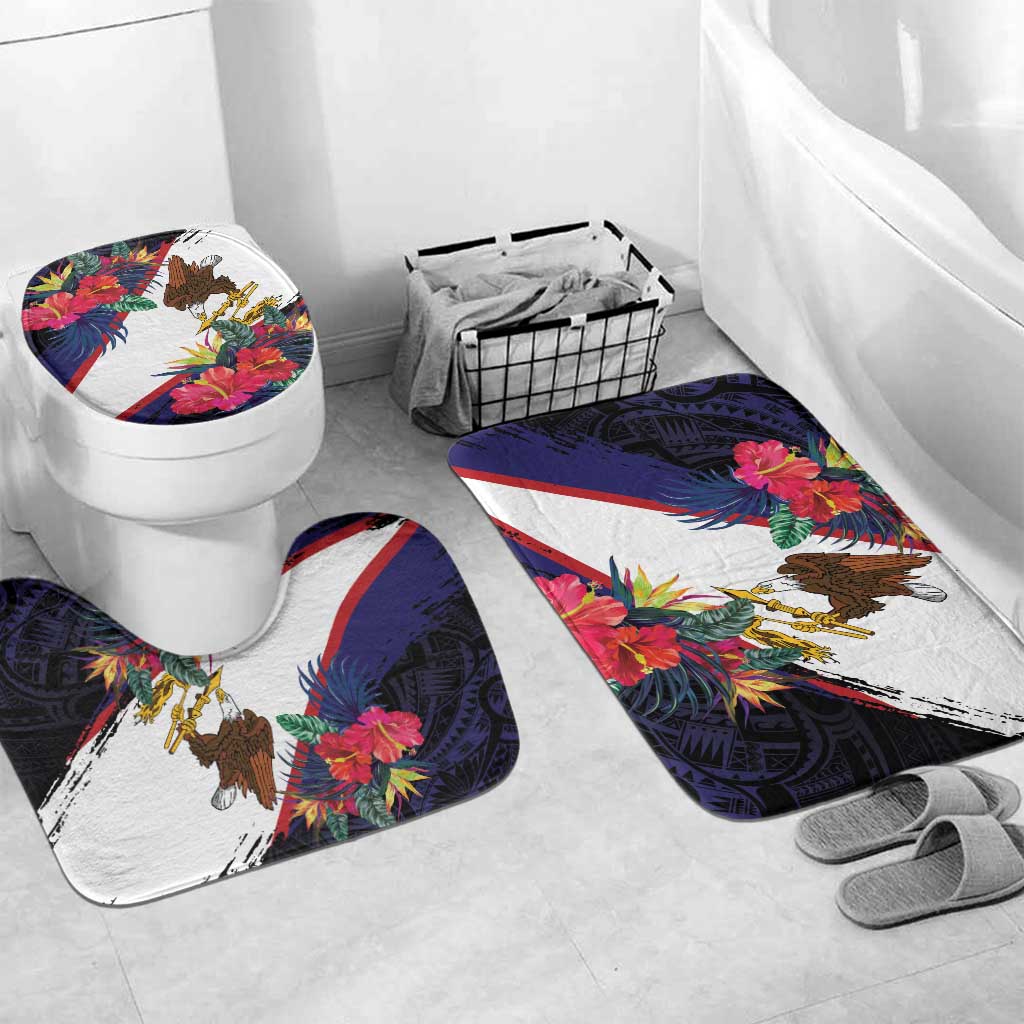 American Samoa Flag Day Since 1900 Bathroom Set Samoa Muamua Le Atua Tropical Flowers - Polynesian Pride
