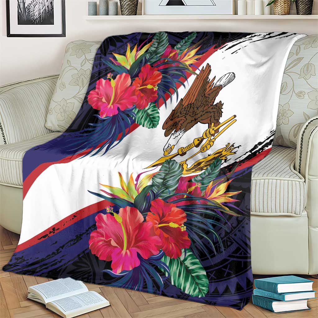 American Samoa Flag Day Since 1900 Blanket Samoa Muamua Le Atua Tropical Flowers