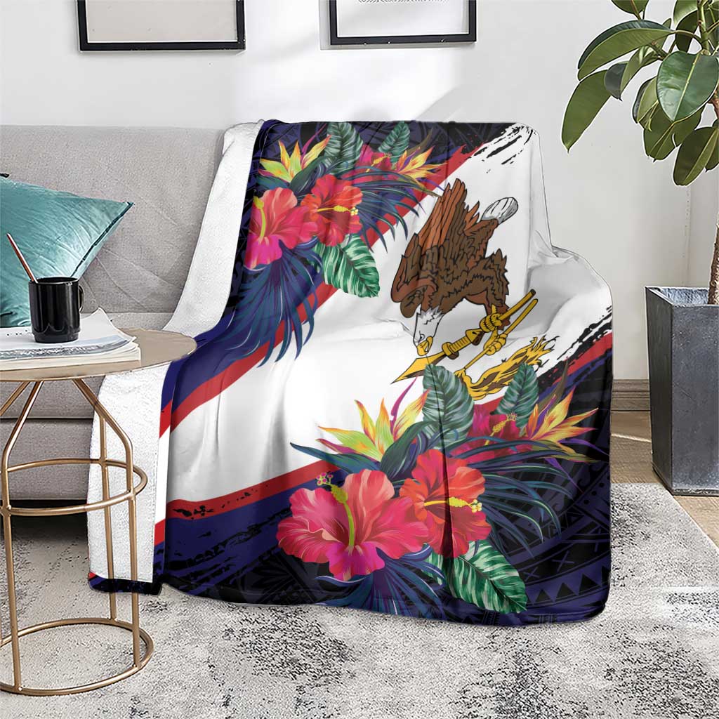 American Samoa Flag Day Since 1900 Blanket Samoa Muamua Le Atua Tropical Flowers