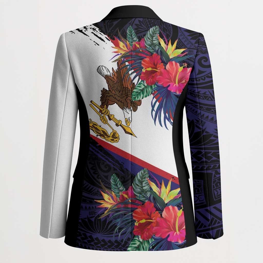 American Samoa Flag Day Since 1900 Blazer Samoa Muamua Le Atua Tropical Flowers - Polynesian Pride