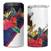 American Samoa Flag Day Since 1900 4 in 1 Can Cooler Tumbler Samoa Muamua Le Atua Tropical Flowers