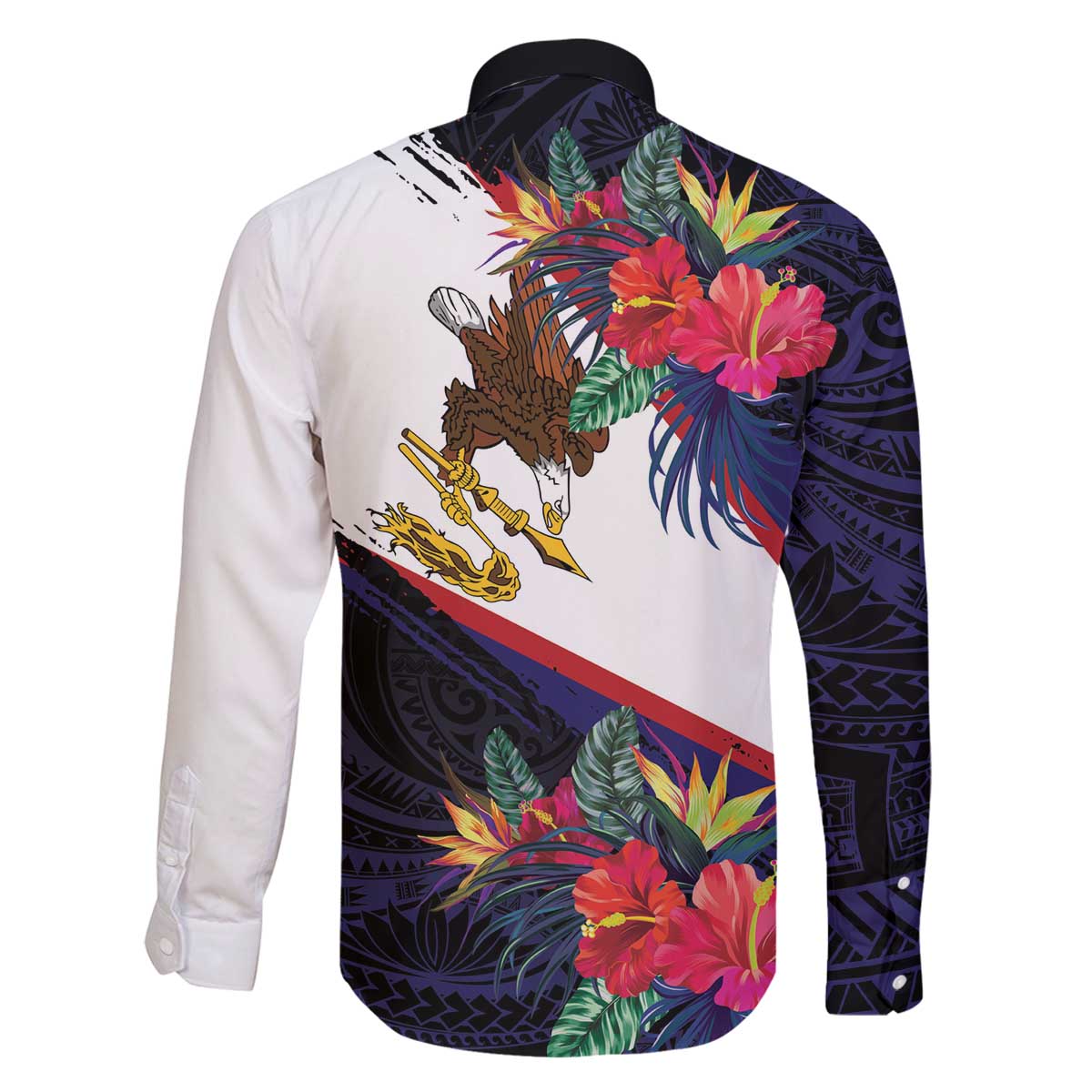 American Samoa Flag Day Since 1900 Family Matching Off The Shoulder Long Sleeve Dress and Hawaiian Shirt Samoa Muamua Le Atua Tropical Flowers