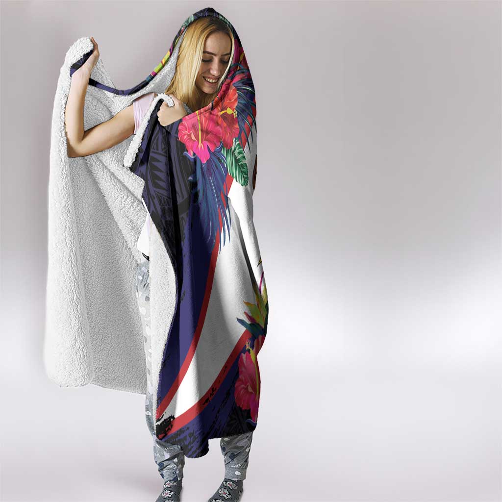 American Samoa Flag Day Since 1900 Hooded Blanket Samoa Muamua Le Atua Tropical Flowers