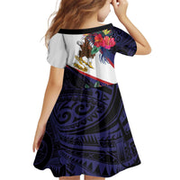 American Samoa Flag Day Since 1900 Kid Short Sleeve Dress Samoa Muamua Le Atua Tropical Flowers