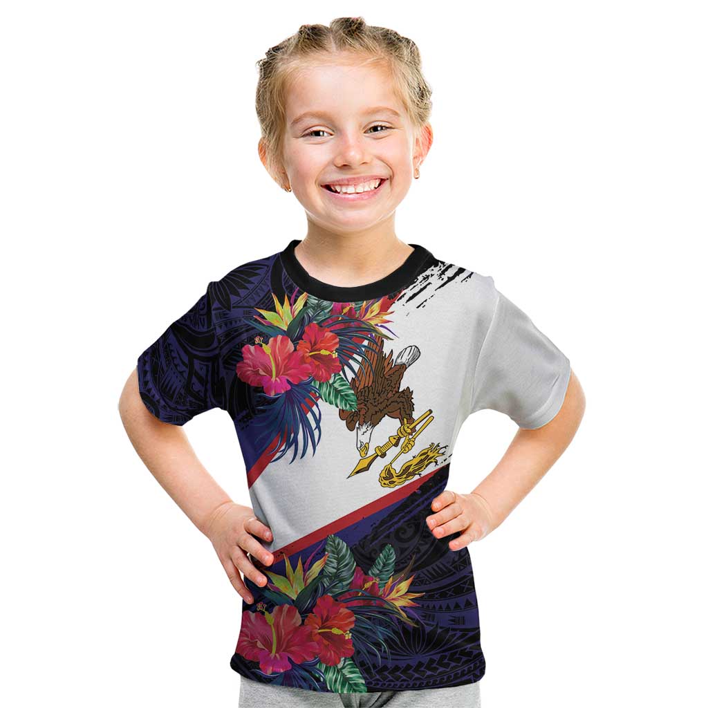 American Samoa Flag Day Since 1900 Kid T Shirt Samoa Muamua Le Atua Tropical Flowers
