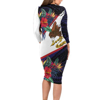 American Samoa Flag Day Since 1900 Long Sleeve Bodycon Dress Samoa Muamua Le Atua Tropical Flowers