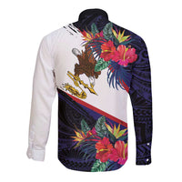 American Samoa Flag Day Since 1900 Long Sleeve Button Shirt Samoa Muamua Le Atua Tropical Flowers