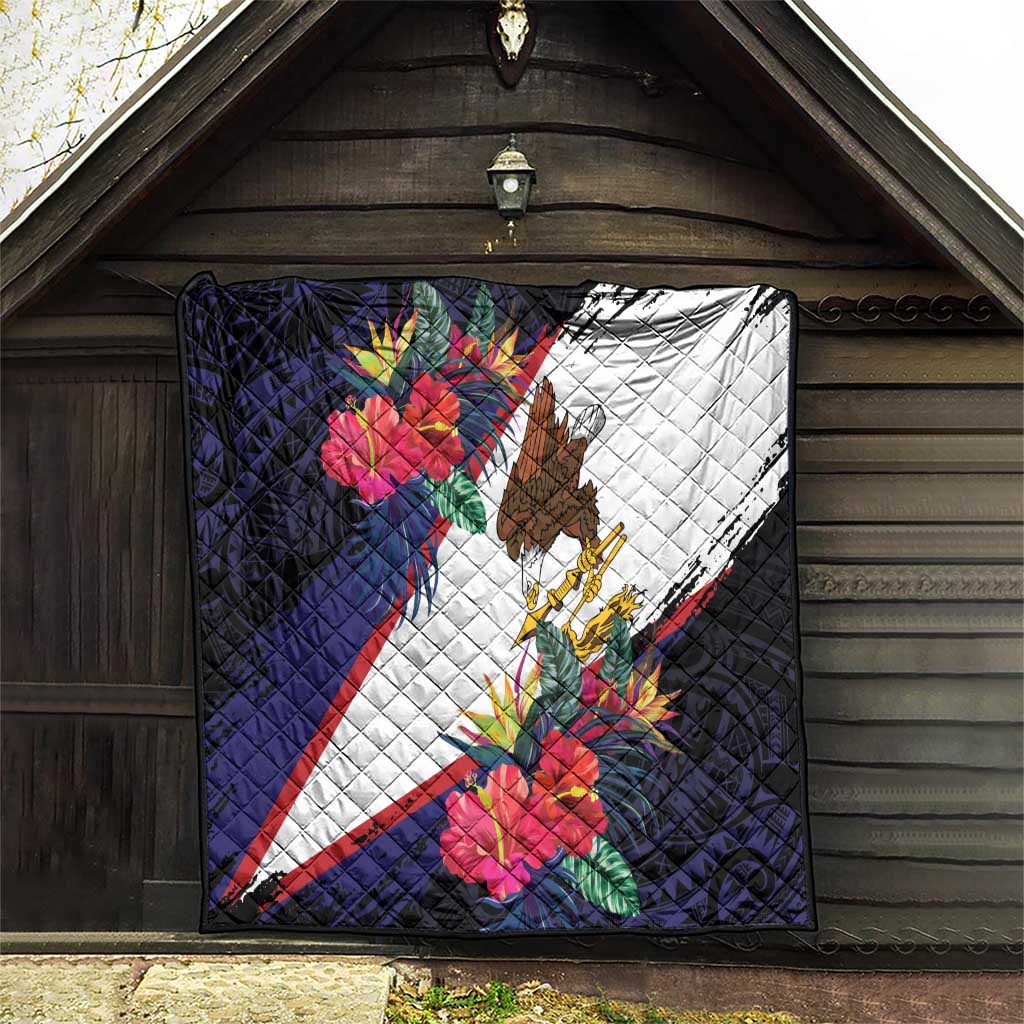 American Samoa Flag Day Since 1900 Quilt Samoa Muamua Le Atua Tropical Flowers