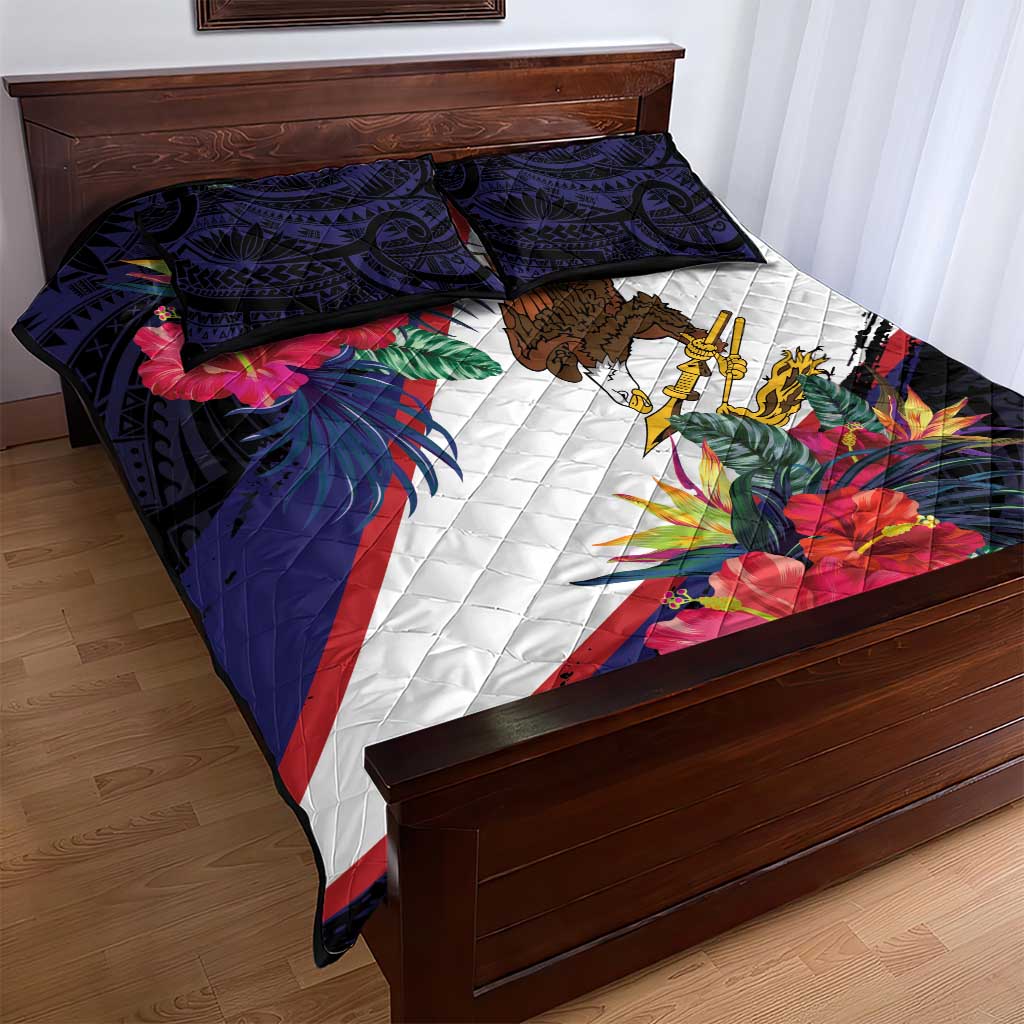 American Samoa Flag Day Since 1900 Quilt Bed Set Samoa Muamua Le Atua Tropical Flowers