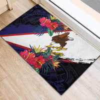 American Samoa Flag Day Since 1900 Rubber Doormat Samoa Muamua Le Atua Tropical Flowers