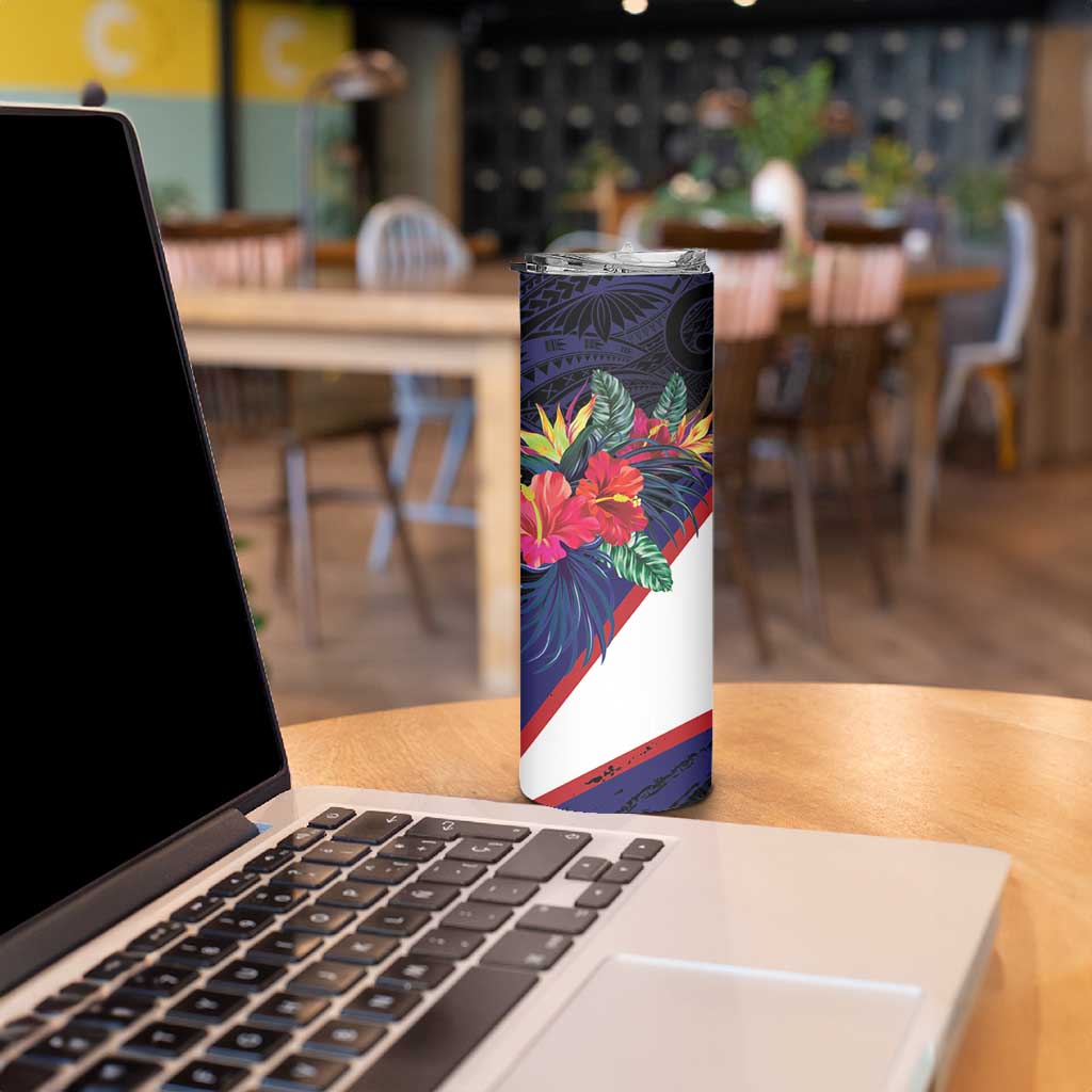 American Samoa Flag Day Since 1900 Skinny Tumbler Samoa Muamua Le Atua Tropical Flowers