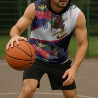 American Samoa Flag Day Since 1900 Sleeveless Hoodie Samoa Muamua Le Atua Tropical Flowers - Polynesian Pride