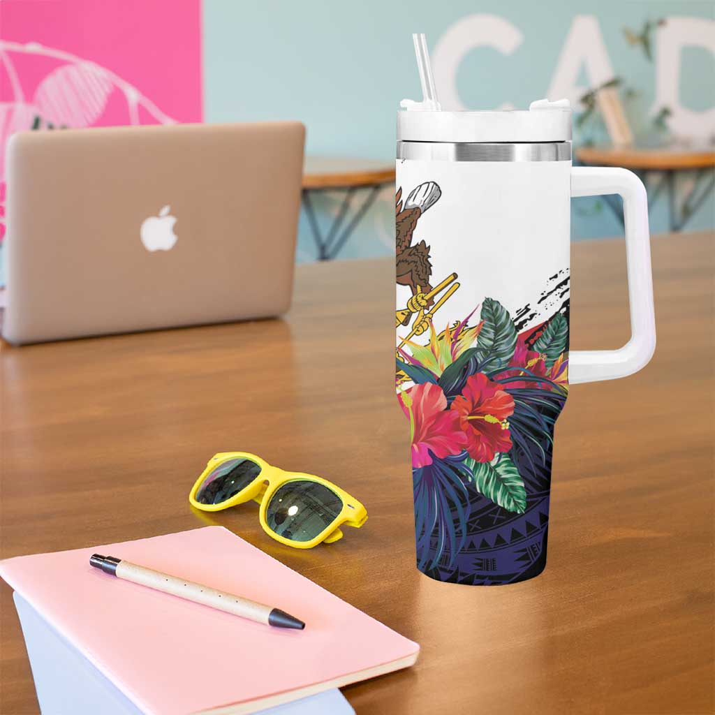 American Samoa Flag Day Since 1900 Tumbler With Handle Samoa Muamua Le Atua Tropical Flowers