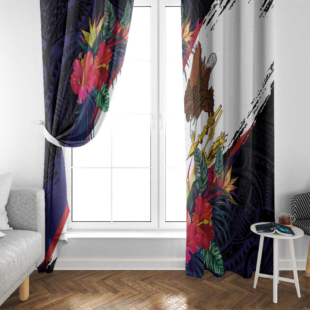 American Samoa Flag Day Since 1900 Window Curtain Samoa Muamua Le Atua Tropical Flowers