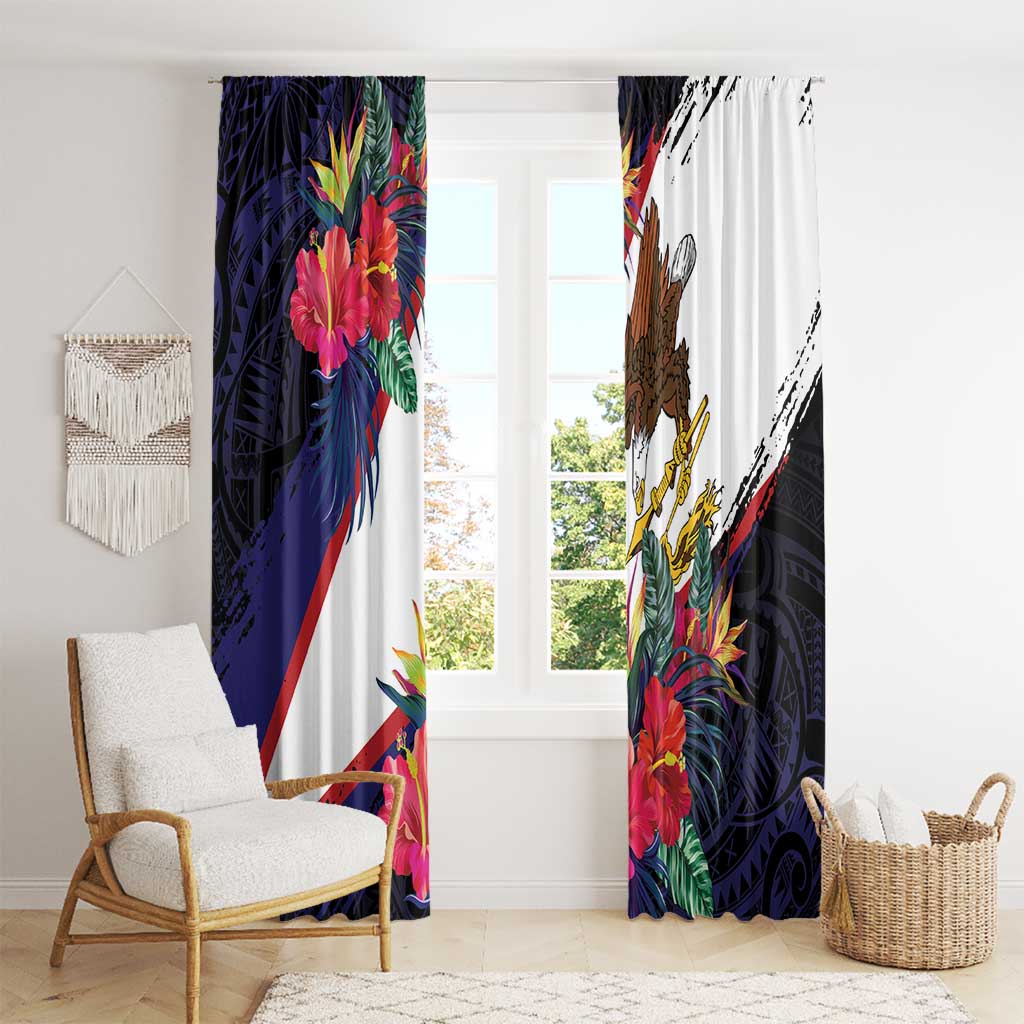 American Samoa Flag Day Since 1900 Window Curtain Samoa Muamua Le Atua Tropical Flowers