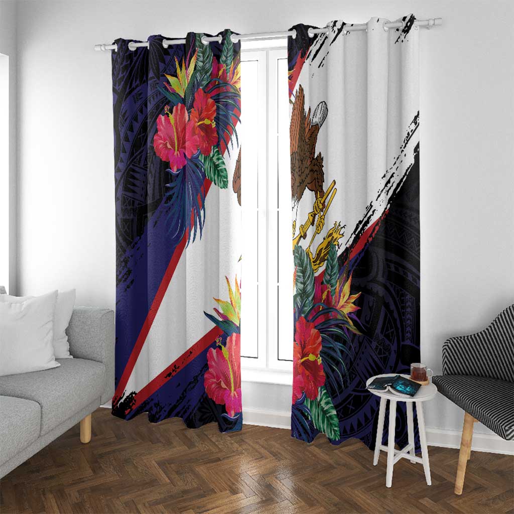 American Samoa Flag Day Since 1900 Window Curtain Samoa Muamua Le Atua Tropical Flowers