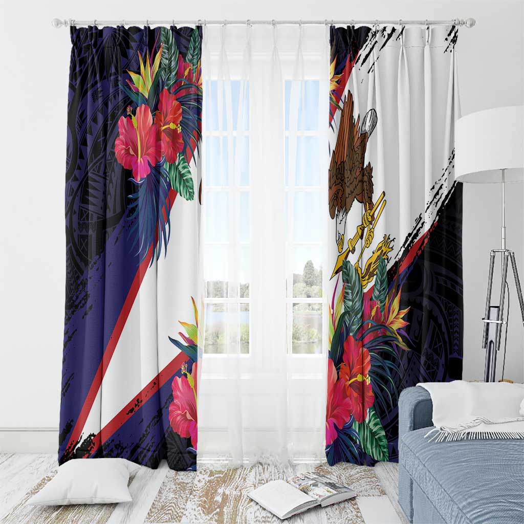 American Samoa Flag Day Since 1900 Window Curtain Samoa Muamua Le Atua Tropical Flowers