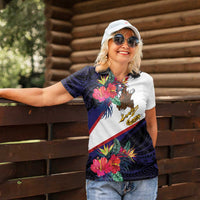 American Samoa Flag Day Since 1900 Women Polo Shirt Samoa Muamua Le Atua Tropical Flowers