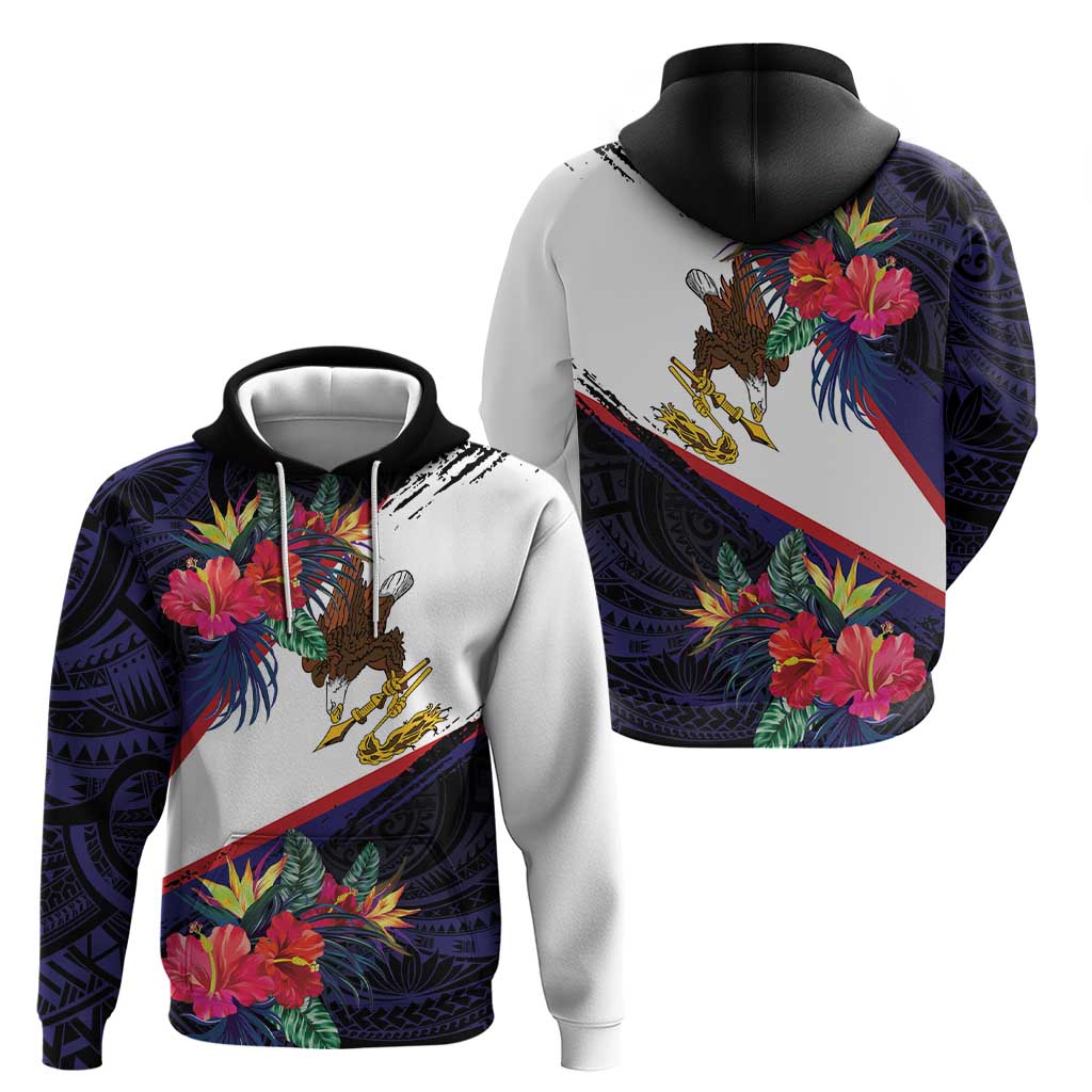 American Samoa Flag Day Since 1900 Zip Hoodie Samoa Muamua Le Atua Tropical Flowers