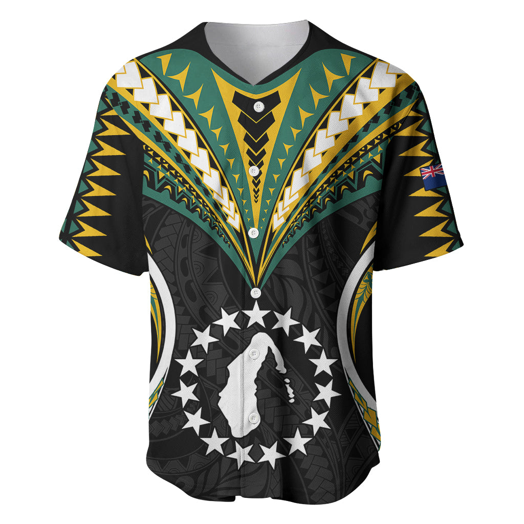 Polynesian Pride Aitutaki Island Baseball Jersey Cook Islands Tribal Wave Style LT9 Black - Polynesian Pride