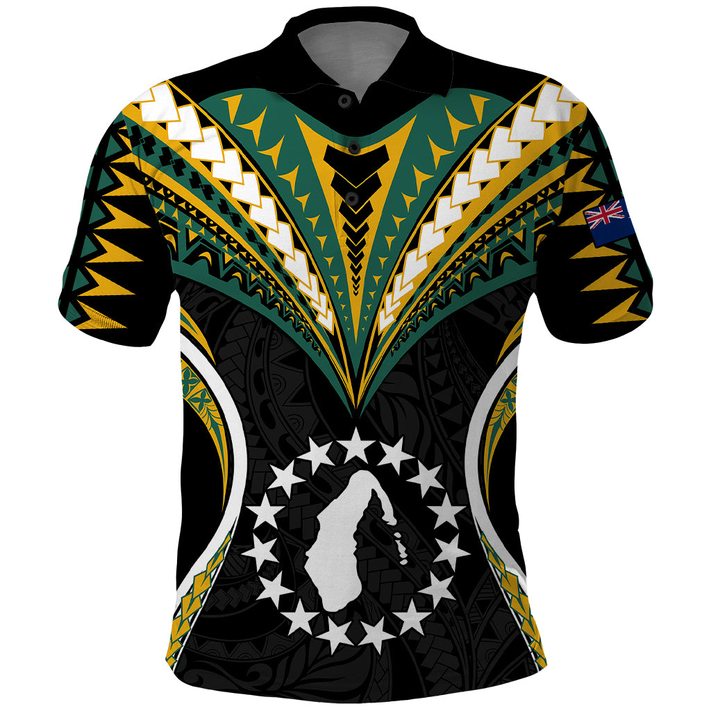 Polynesian Pride Aitutaki Island Polo Shirt Cook Islands Tribal Wave Style LT9 Black - Polynesian Pride