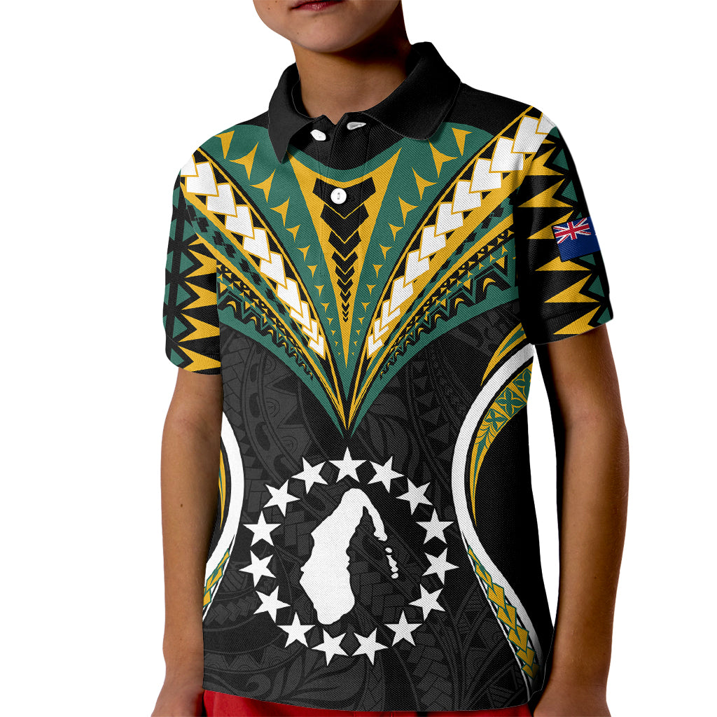(Personalised) Polynesian Pride Aitutaki Island Kid Polo Shirt Cook Islands Tribal Wave Style LT9 Kid Black - Polynesian Pride