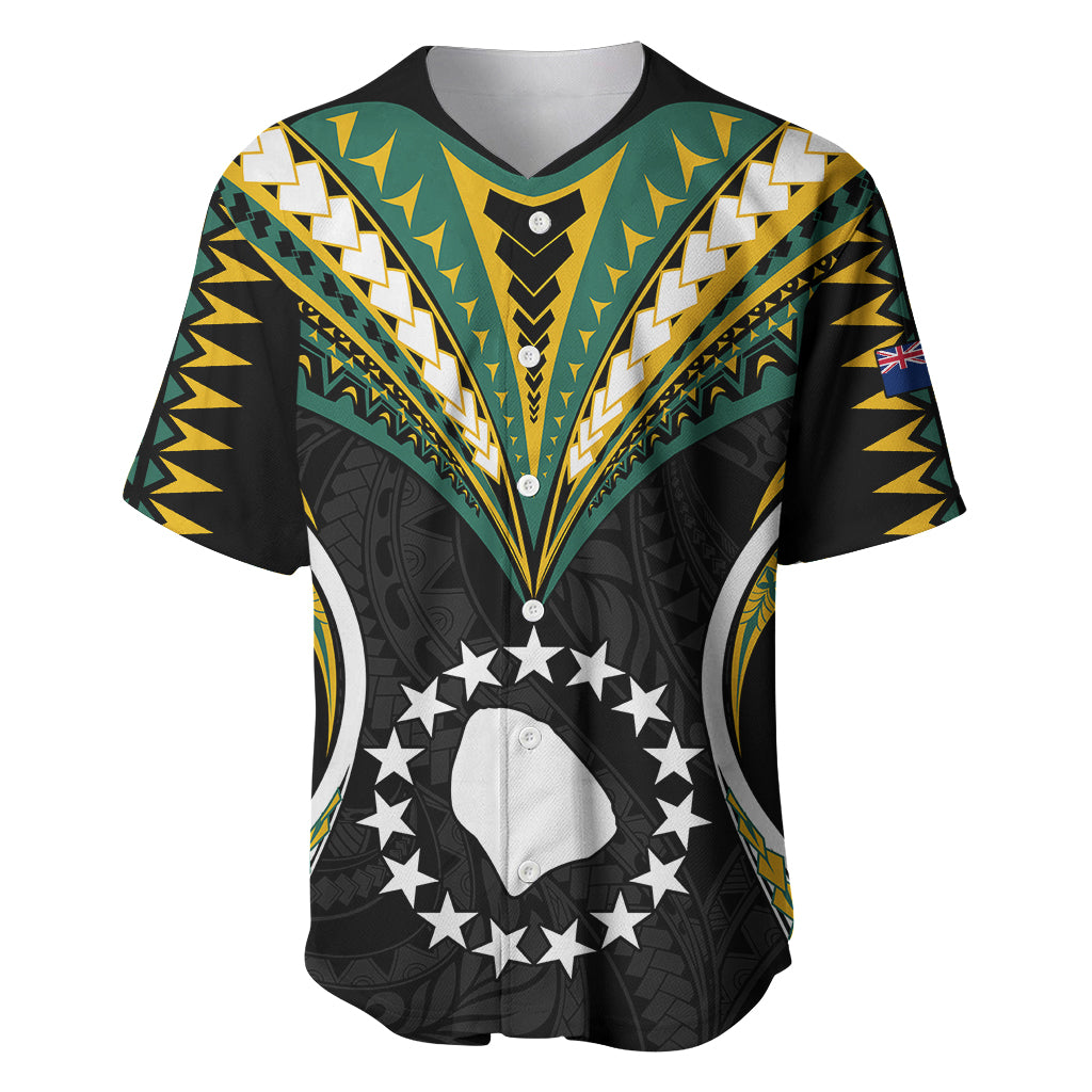 Polynesian Pride Atiu Island Baseball Jersey Cook Islands Tribal Wave Style LT9 Black - Polynesian Pride