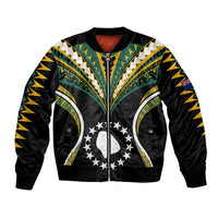 Polynesian Pride Atiu Island Bomber Jacket Cook Islands Tribal Wave Style LT9 Unisex Black - Polynesian Pride