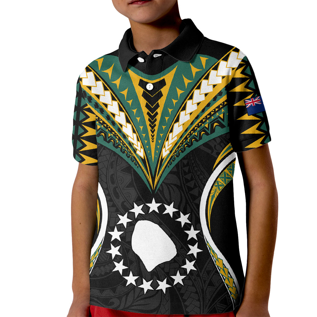 Polynesian Pride Atiu Island Kid Polo Shirt Cook Islands Tribal Wave Style LT9 Kid Black - Polynesian Pride