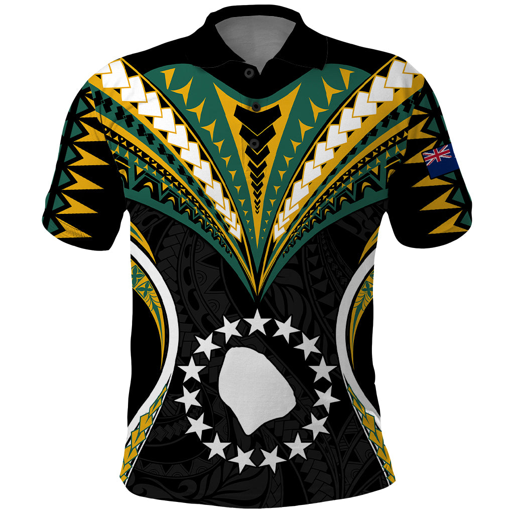 Polynesian Pride Atiu Island Polo Shirt Cook Islands Tribal Wave Style LT9 Black - Polynesian Pride