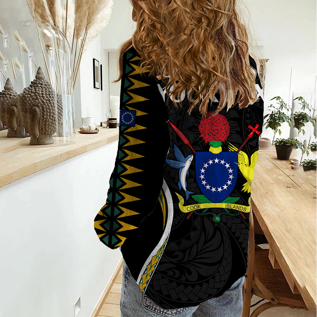 (Personalised) Polynesian Pride Atiu Island Women Casual Shirt Cook Islands Tribal Wave Style LT9 - Polynesian Pride