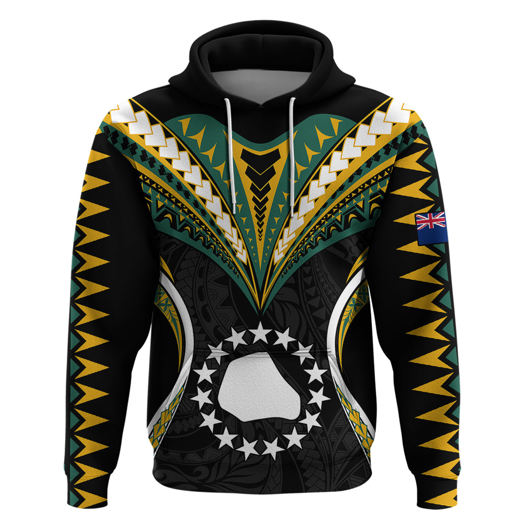 Polynesian Pride Mangaia Island Hoodie Cook Islands Tribal Wave Style LT9 Black - Polynesian Pride