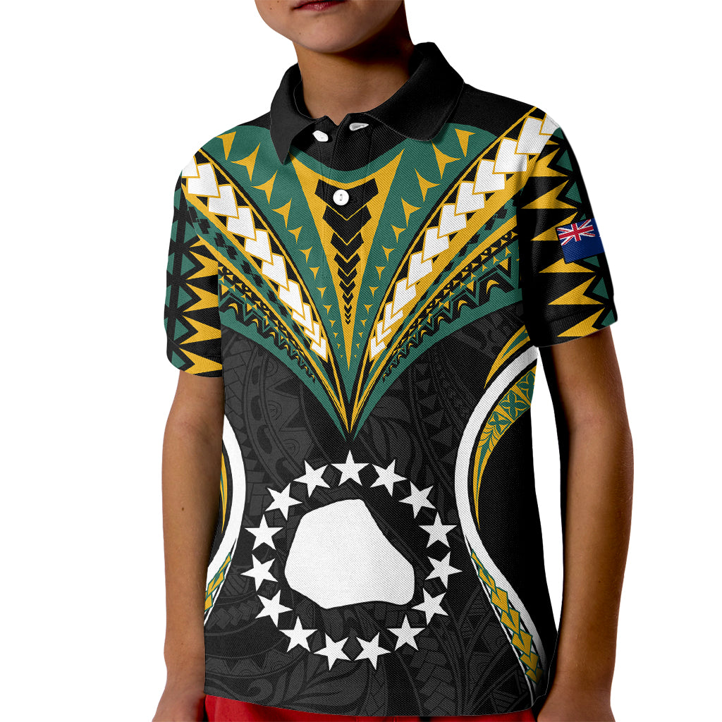 Polynesian Pride Mangaia Island Kid Polo Shirt Cook Islands Tribal Wave Style LT9 Kid Black - Polynesian Pride