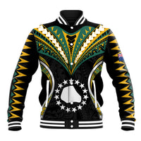 (Personalised) Polynesian Pride Mangaia Island Baseball Jacket Cook Islands Tribal Wave Style LT9 Unisex Black - Polynesian Pride