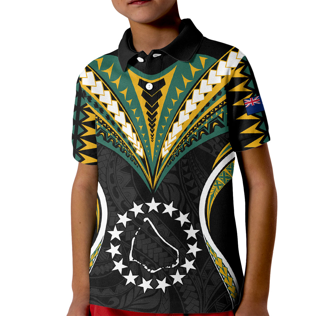 Polynesian Pride Manihiki Island Kid Polo Shirt Cook Islands Tribal Wave Style LT9 Kid Black - Polynesian Pride