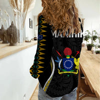 Polynesian Pride Manihiki Island Women Casual Shirt Cook Islands Tribal Wave Style LT9 - Polynesian Pride