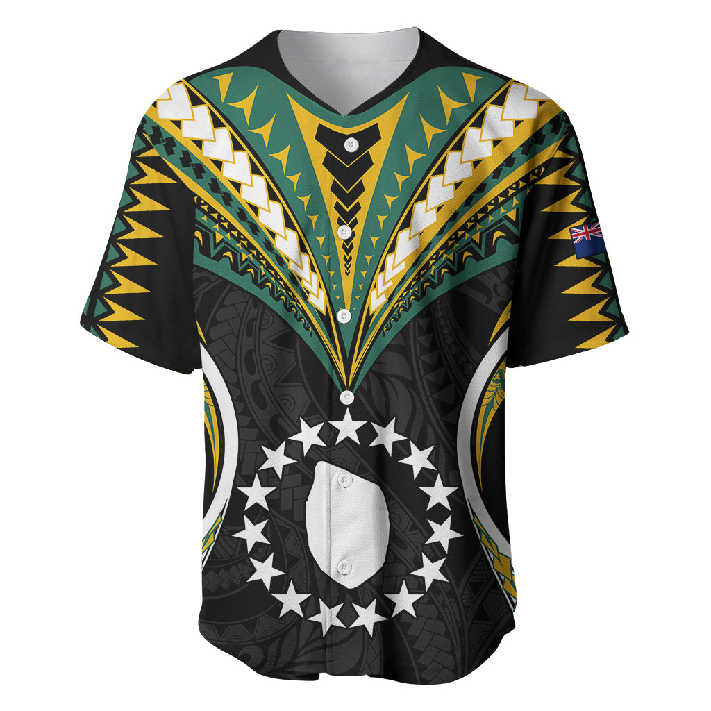 Polynesian Pride Mauke Island Baseball Jersey Cook Islands Tribal Wave Style LT9 Black - Polynesian Pride