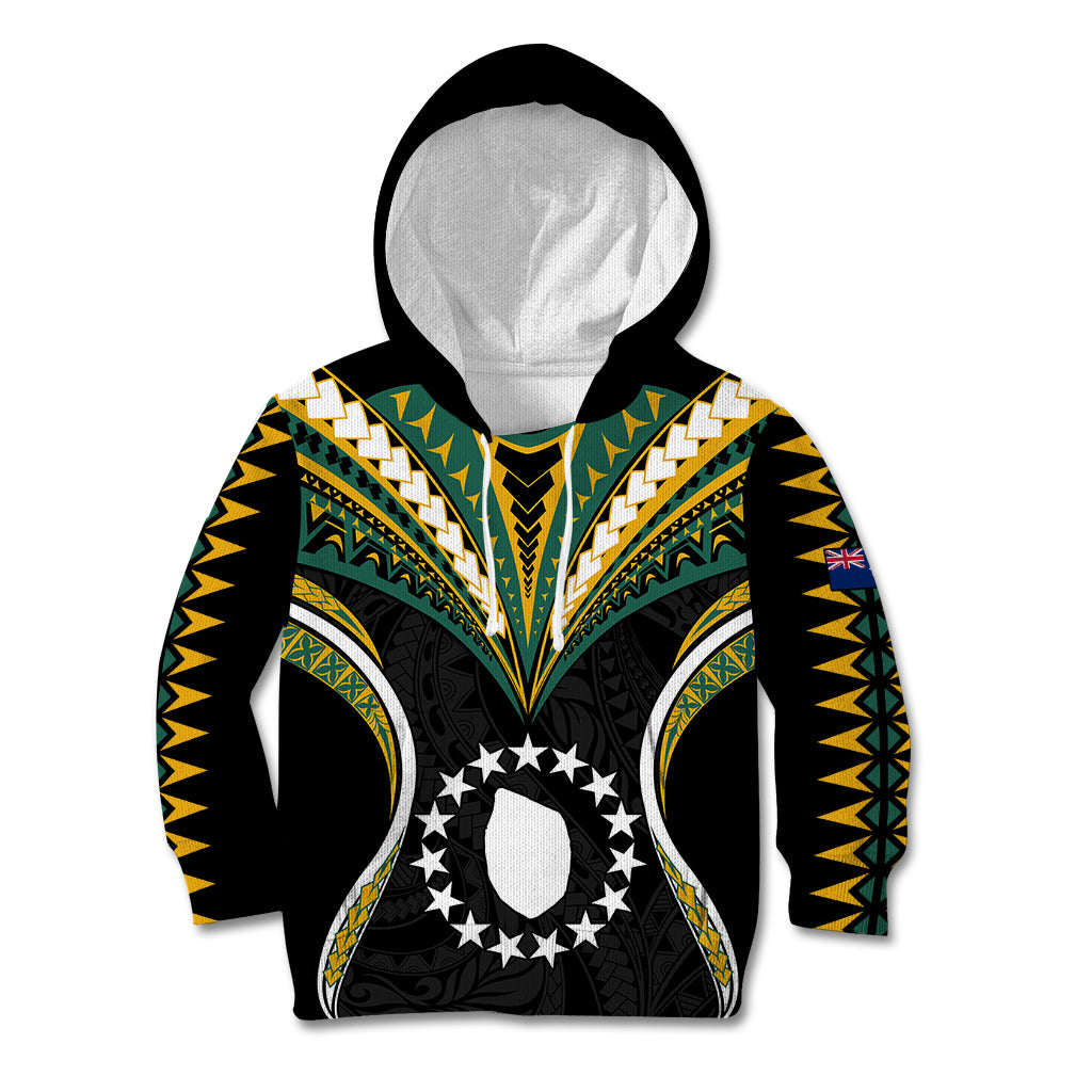 Polynesian Pride Mauke Island Kid Hoodie Cook Islands Tribal Wave Style LT9 Hoodie Black - Polynesian Pride