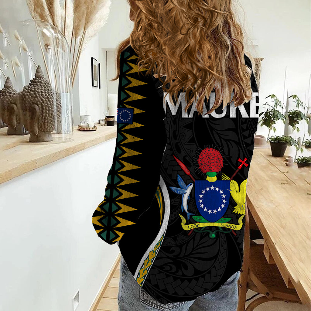 Polynesian Pride Mauke Island Women Casual Shirt Cook Islands Tribal Wave Style LT9 - Polynesian Pride