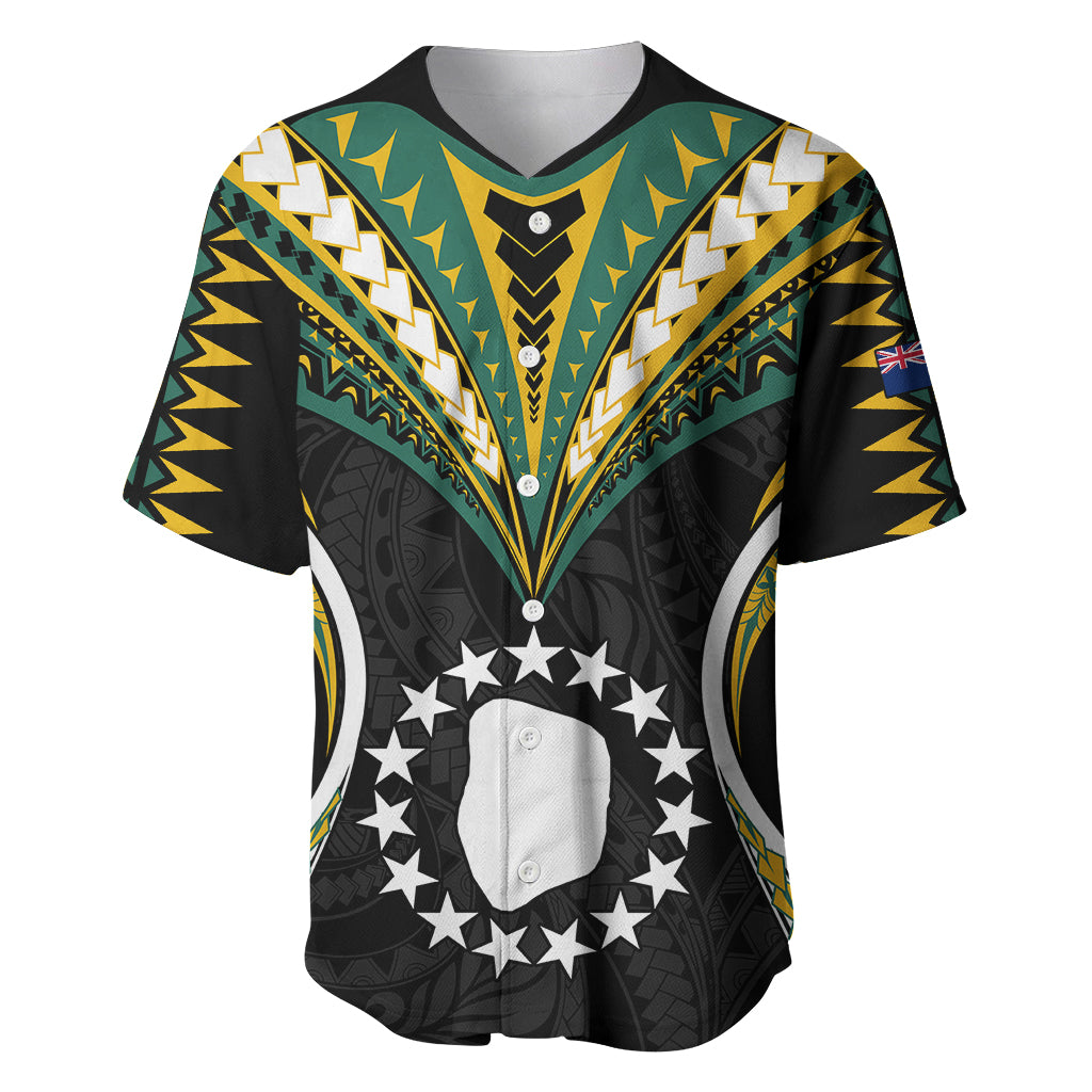 Polynesian Pride Mitiaro Island Baseball Jersey Cook Islands Tribal Wave Style LT9 Black - Polynesian Pride